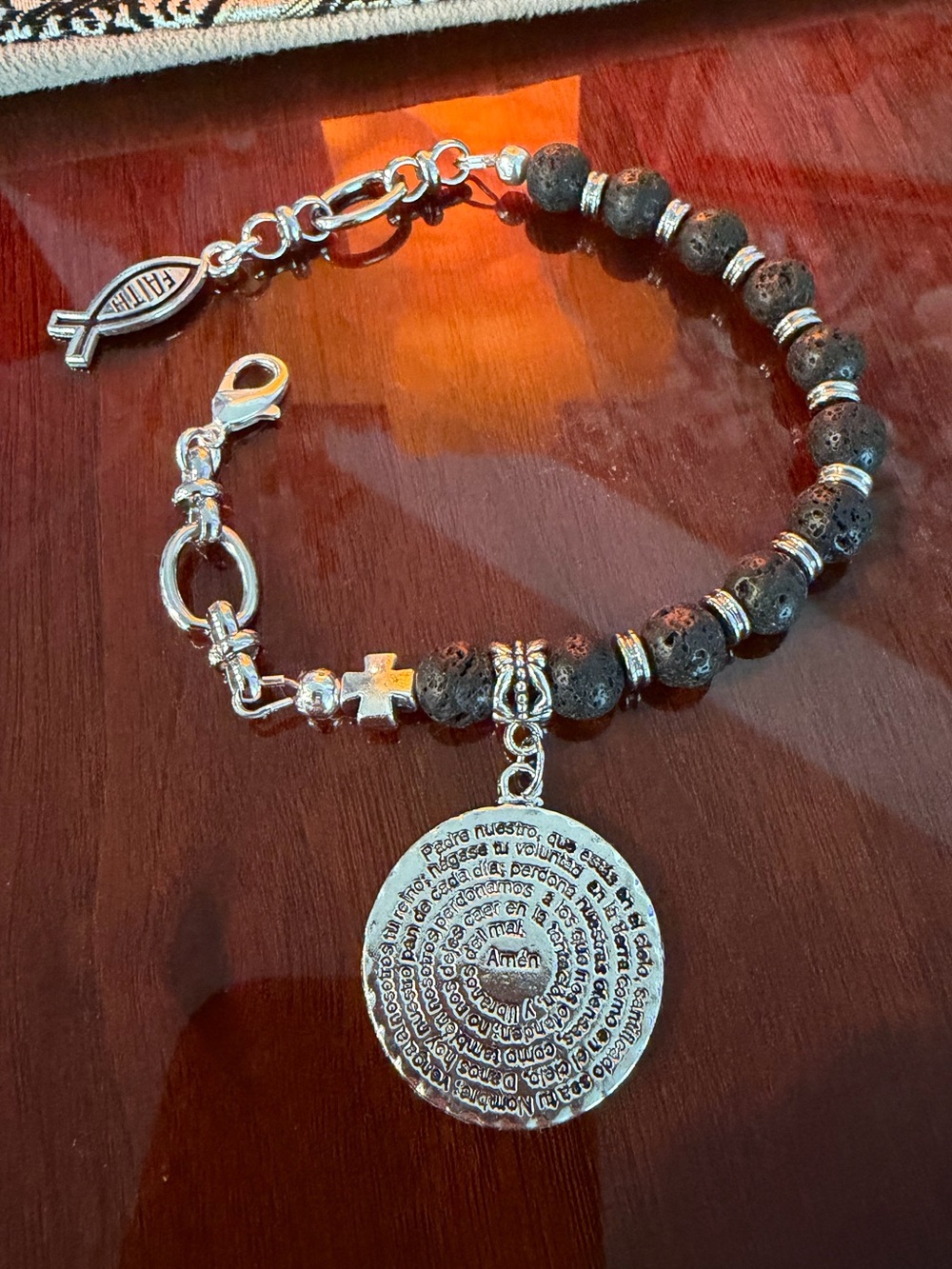 NWOT - Unisex Black Lava Stone Bracelet